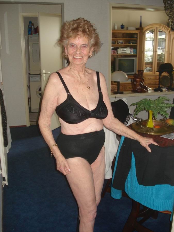 very Old Amateur Granny Poser At Home
