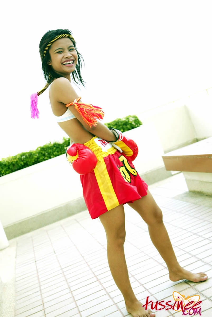 Bangkok teen Tussinee in a sexy Muay Thai boxing outfit #69958591
