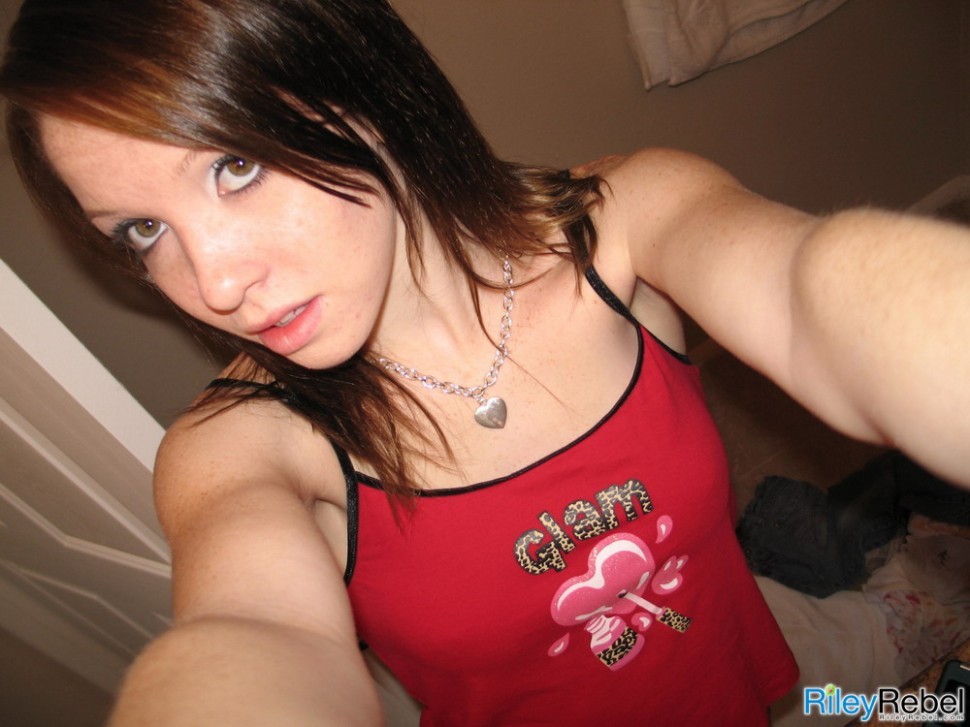 Skinny freckled teen girl self shots in bathroom #76747161
