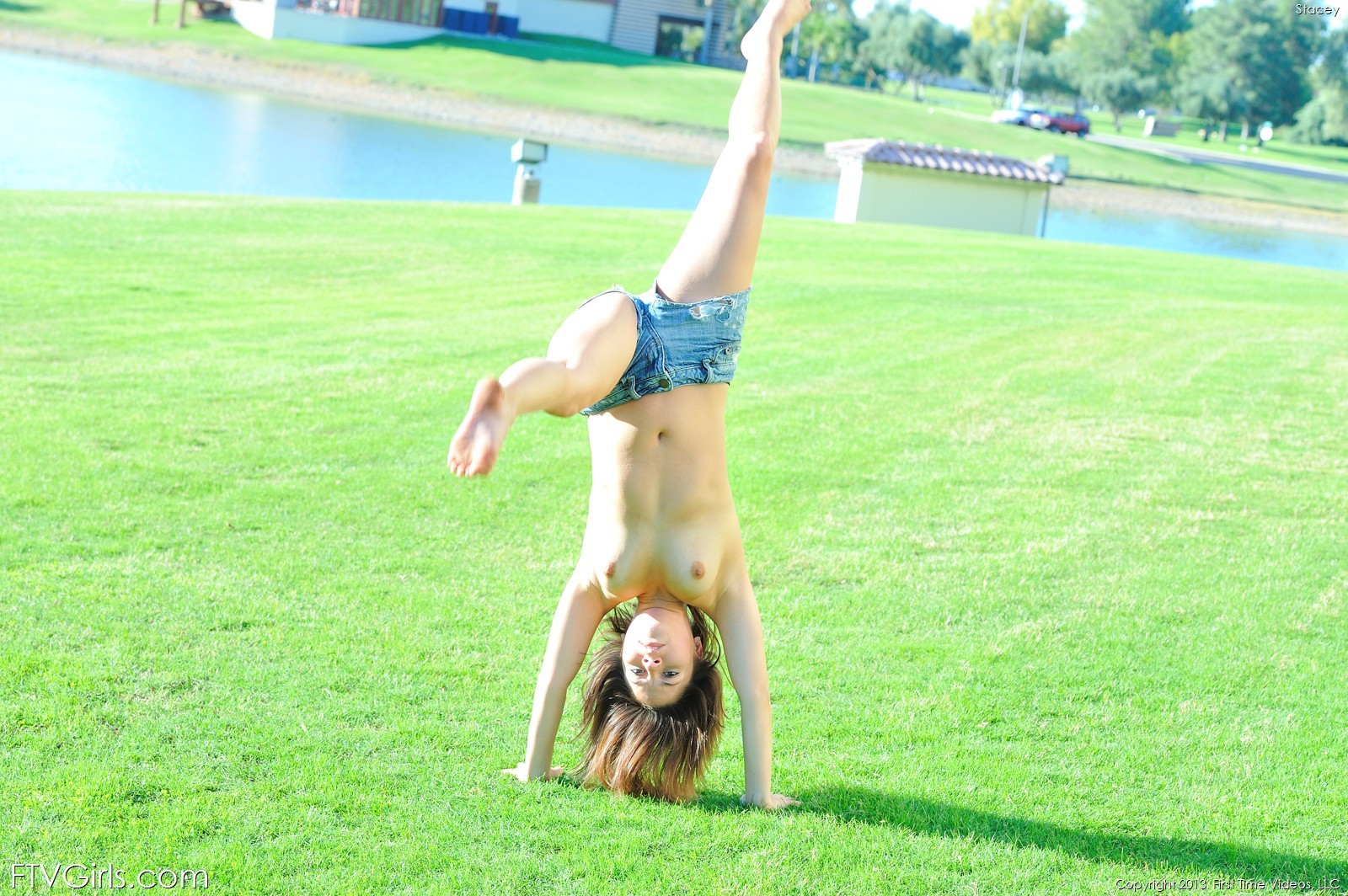 Naked gymnast outdoors #67379684