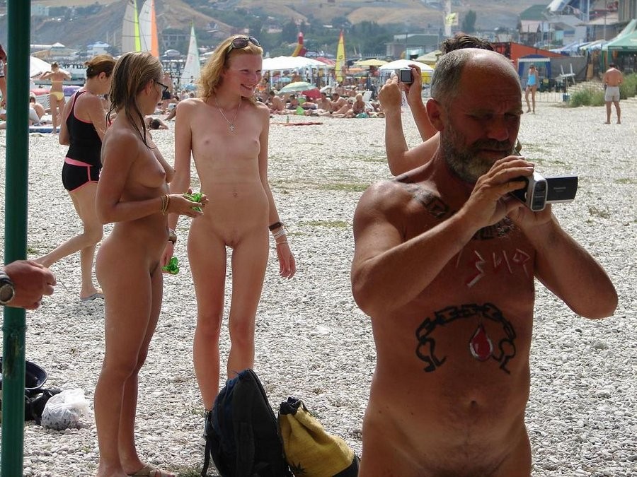 Big breasted blonde Russian nudist sunbathes naked #72255457