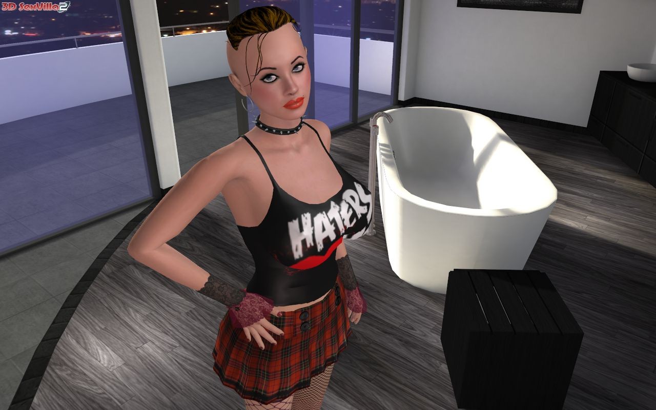 3d animated punk babe has fun alone #69352707