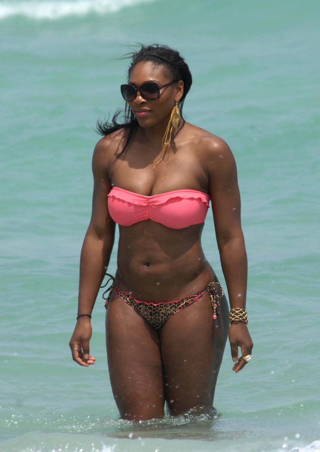 Serena Williams shows off her curvy body wearing strapless bikini on Miami Beach #75308011