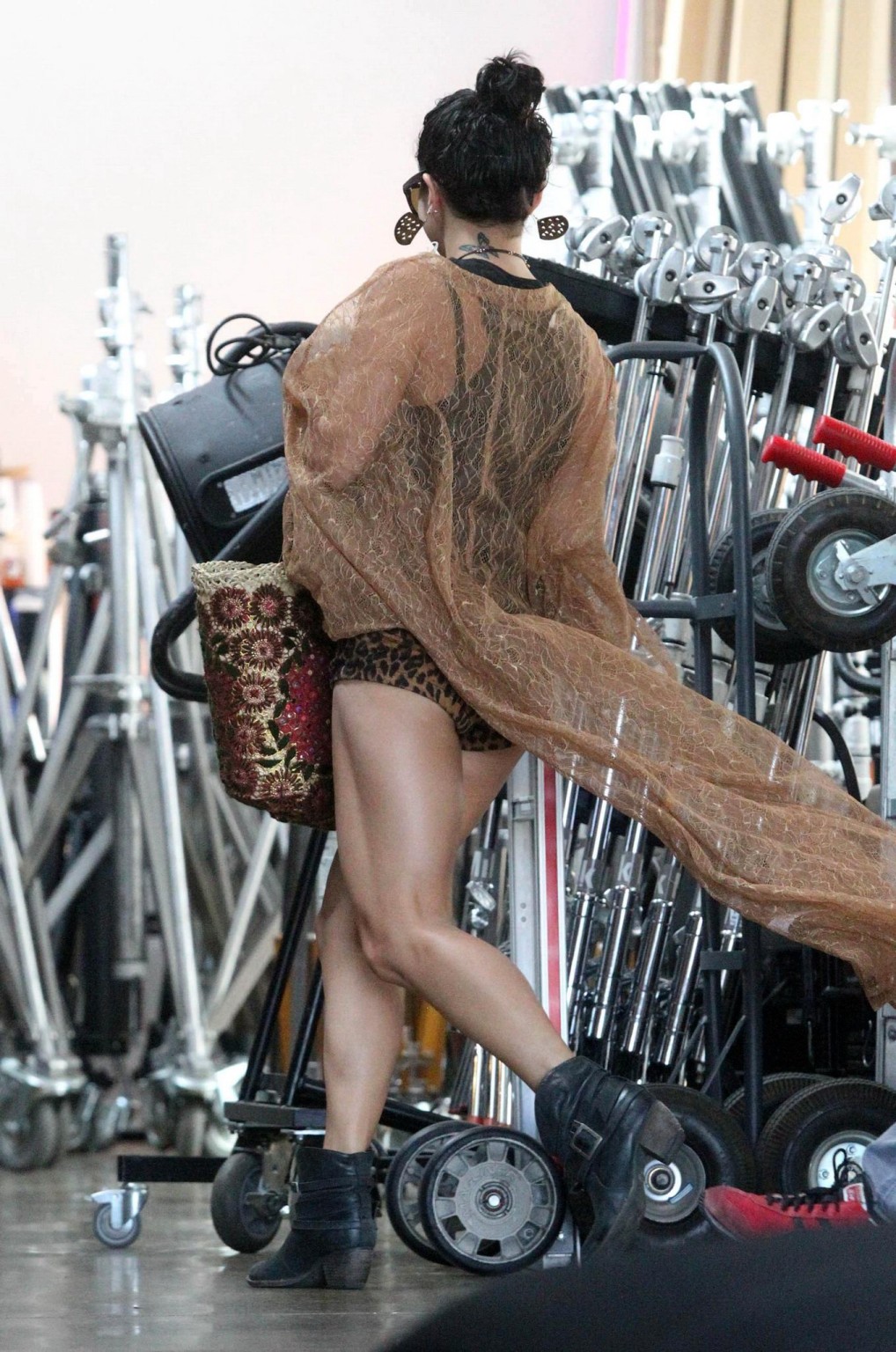 Vanessa Hudgens leggy  shows ass wearing a leopard print shorts on 'Machete Kill #75255503