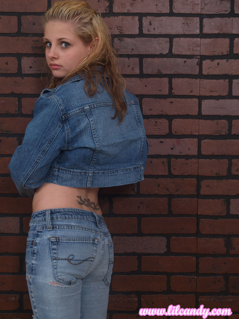 Lil' Candy strips out of her denim jacket while showing her cute ass #67841409
