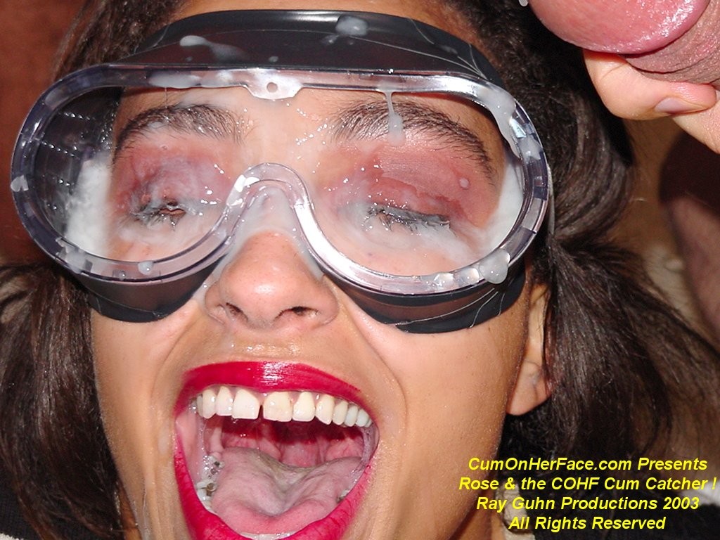 Black whore in goggles gets shared and sprayed on #76105399