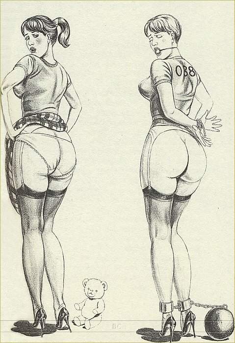 Vintage weibliche harte Bondage Kunst
 #69713977