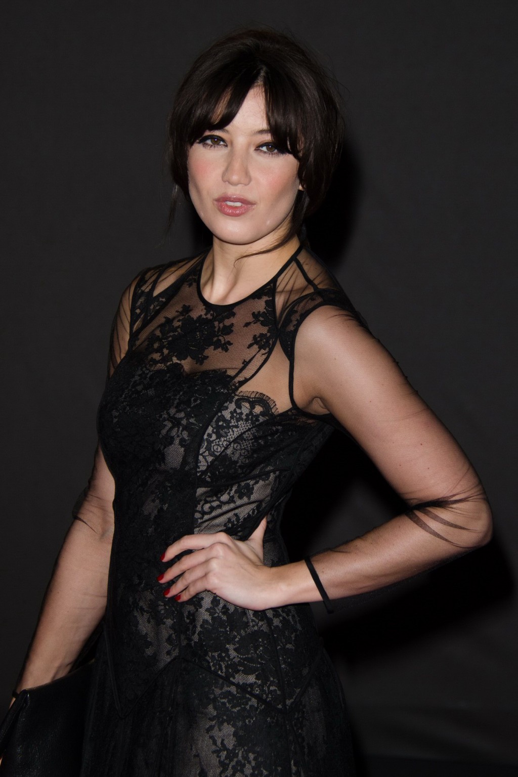 Daisy Lowe wearing black partially see-through dress at The British Fashion Awar #75211393