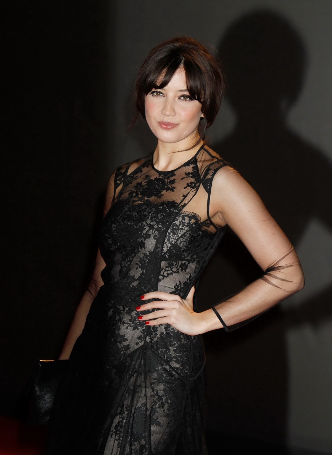 Daisy Lowe wearing black partially see-through dress at The British Fashion Awar #75211398