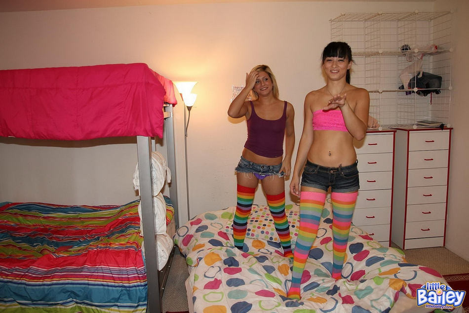 Petite 18 year old undresses tiny titted teen lesbian girlfriend #78066621