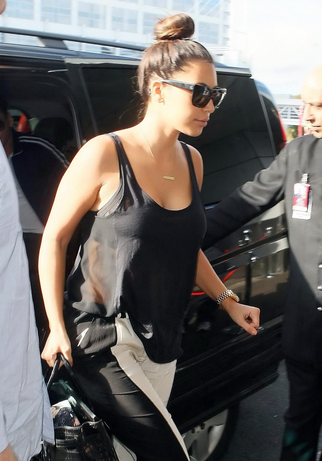 Kim Kardashian bra peak  showing huge cleavage at Sydney Airport #75251675