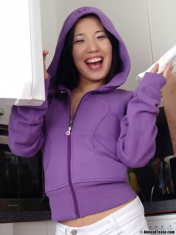 Cute asian amateur almond tease in purple hoody #67563184
