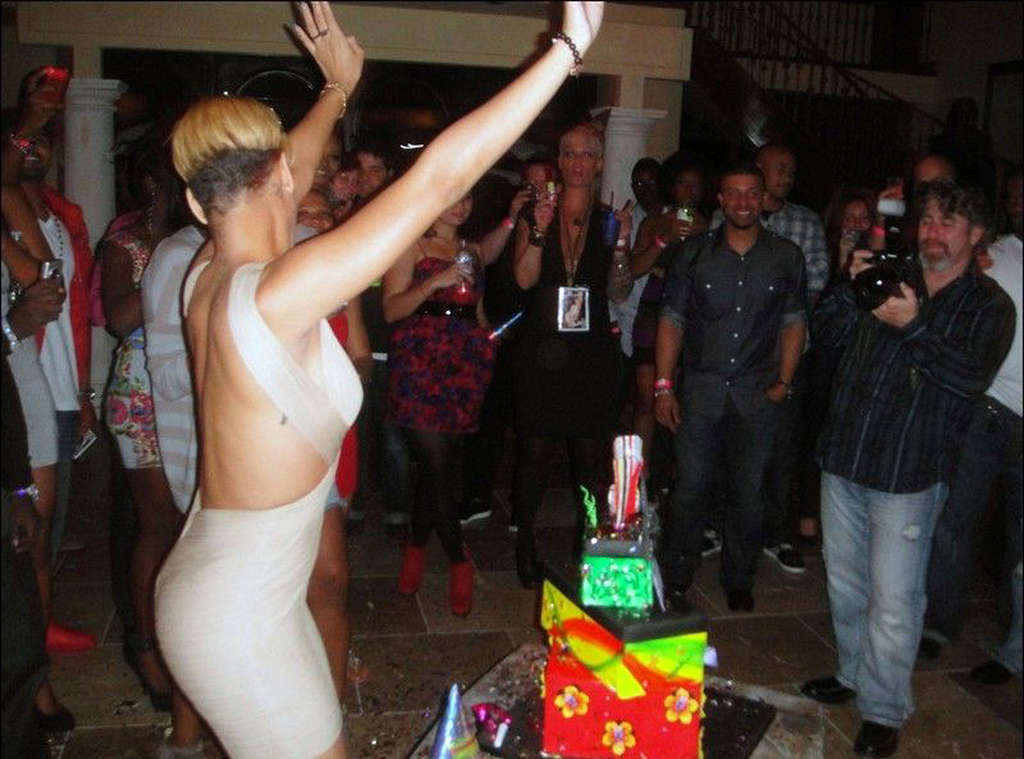 Rihanna very leggy in mini skirt on some private party and topless #75357645