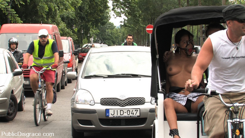 All pure Latin girl gets dominated and made use of in public by two adult males