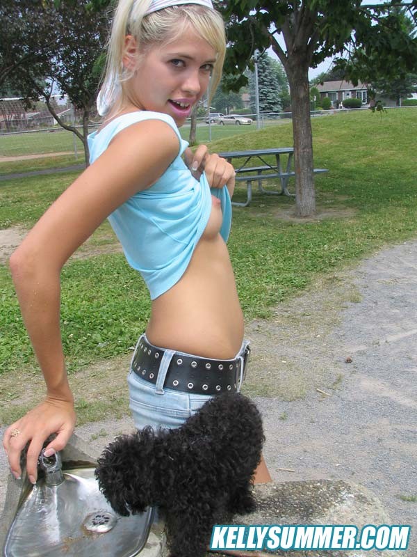 kelly summer has fun while walking the dog #74014318