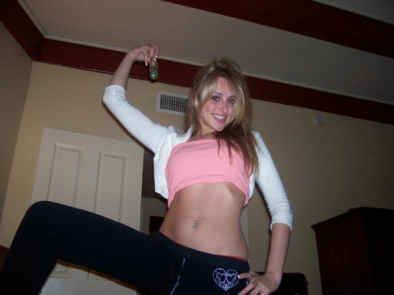 Blonde coed teen strips off indoors and posing for the camera #68166925