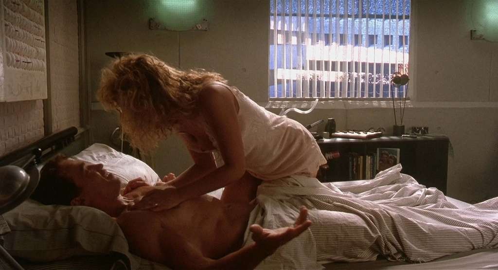 Sharon Stone get her tits slip out from nightgown and downblouse in movie #75336794