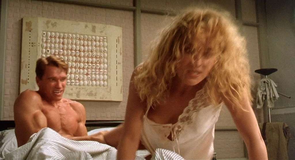 Sharon Stone get her tits slip out from nightgown and downblouse in movie #75336804