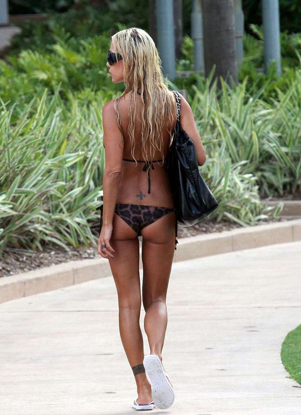 Shauna Sand nipple slip in car and looking sexy in bikini on beach paparazzi sho #75326648