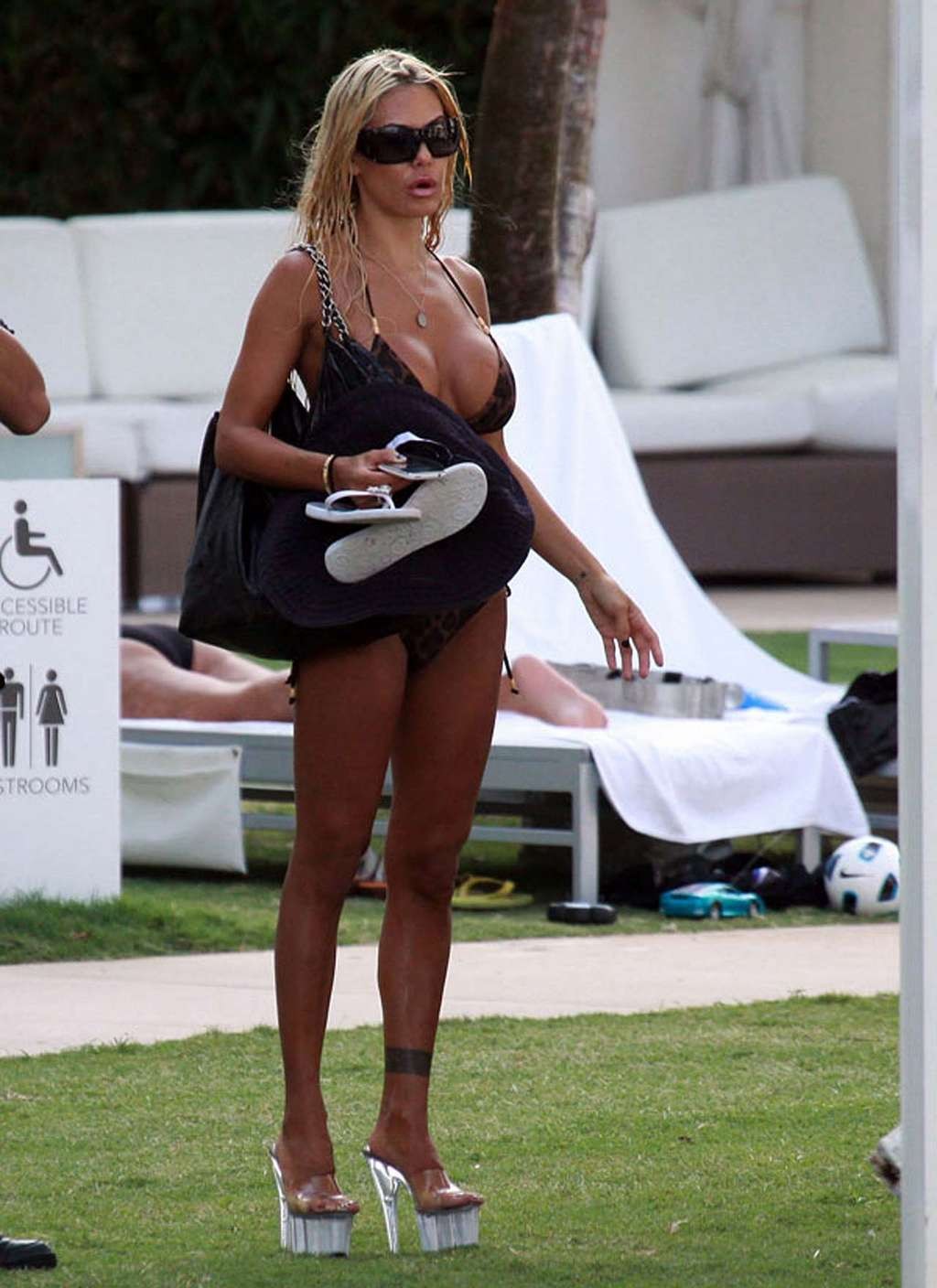 Shauna Sand nipple slip in car and looking sexy in bikini on beach paparazzi sho #75326662