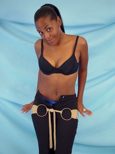 Ebony angel in a blue thong #70703960