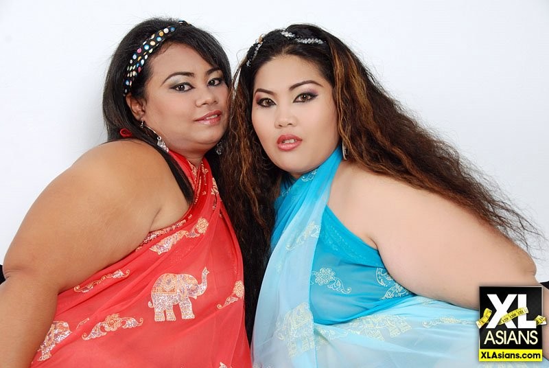Asian BBWs with huge asses kissing in lesbian sex pics #71733906
