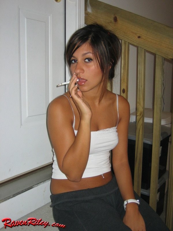 Raven Riley Stripping While Smoking A Cigarette