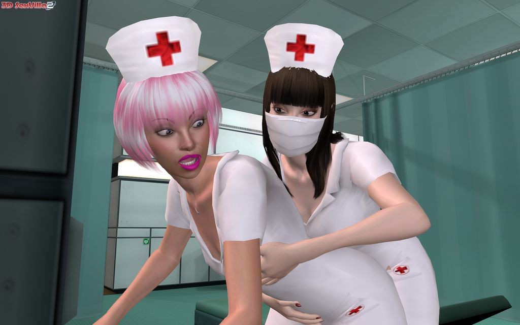 Animierte lesbische Krankenschwestern küssen Fisting bei der Arbeit
 #69347579