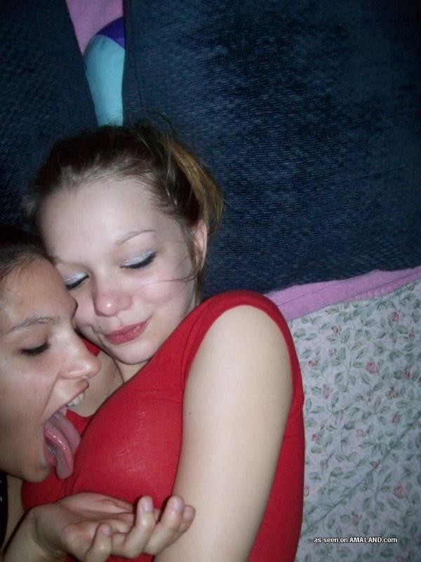 Horny lesbo teens teasing each other on the bed #68016849