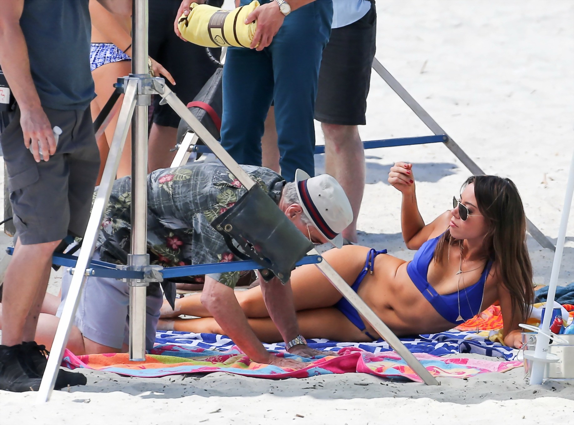 Aubrey Plaza gets a lubrication in skimpy blue bikini while filming Dirty Grandp #75164788