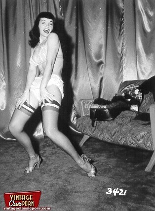 Betty Page loves to dance in stockings in a sensual way #67806007