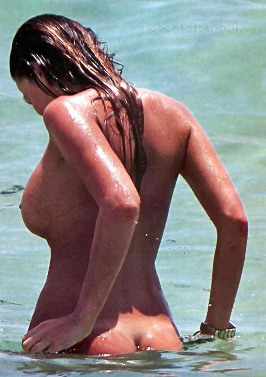 Karina Jelinek showing her big boobs and almost pussy on beach paparazzi picture #75290439