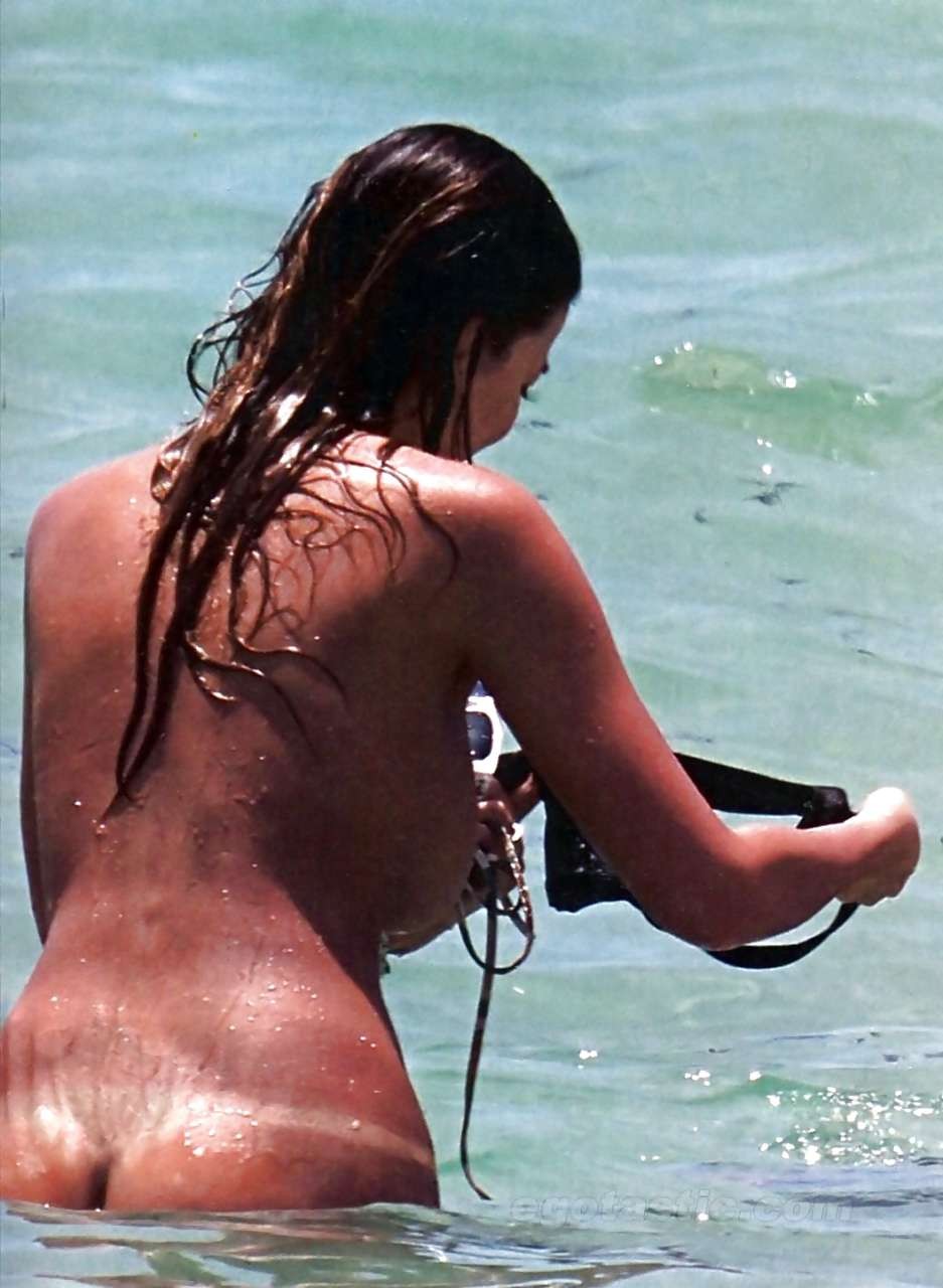 Karina Jelinek showing her big boobs and almost pussy on beach paparazzi picture #75290448
