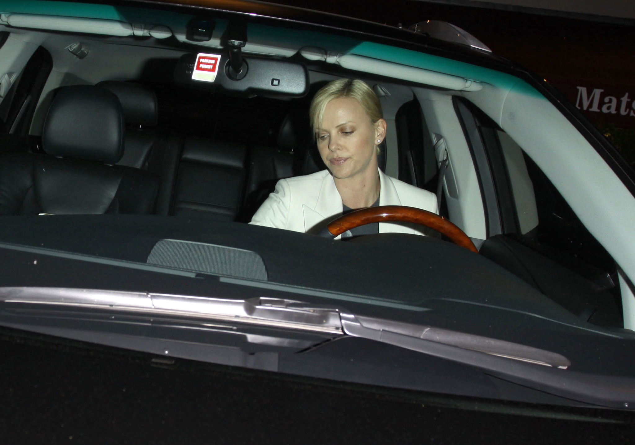 Charlize Theron wearing leather pants outside the Sushi restaurant in Beverly Hi #75307555