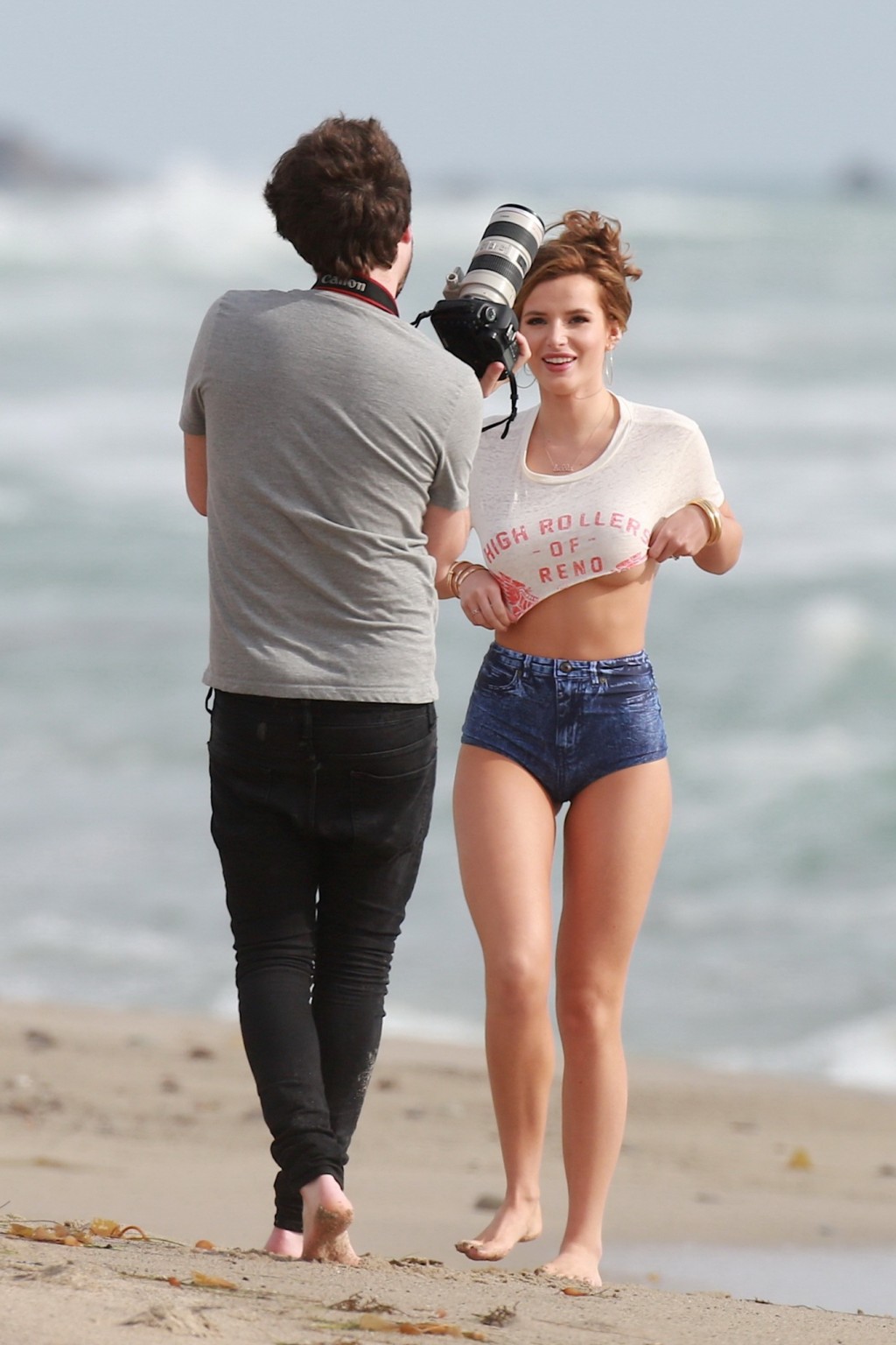 Bella Thorne showing undeboob and ass at a beach shoot #75145238