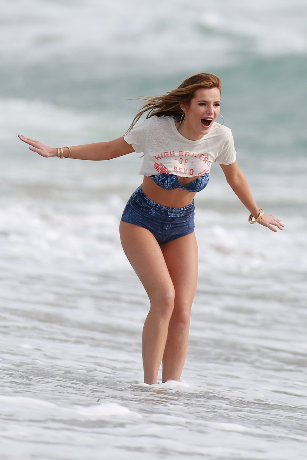 Bella Thorne showing undeboob and ass at a beach shoot #75145275