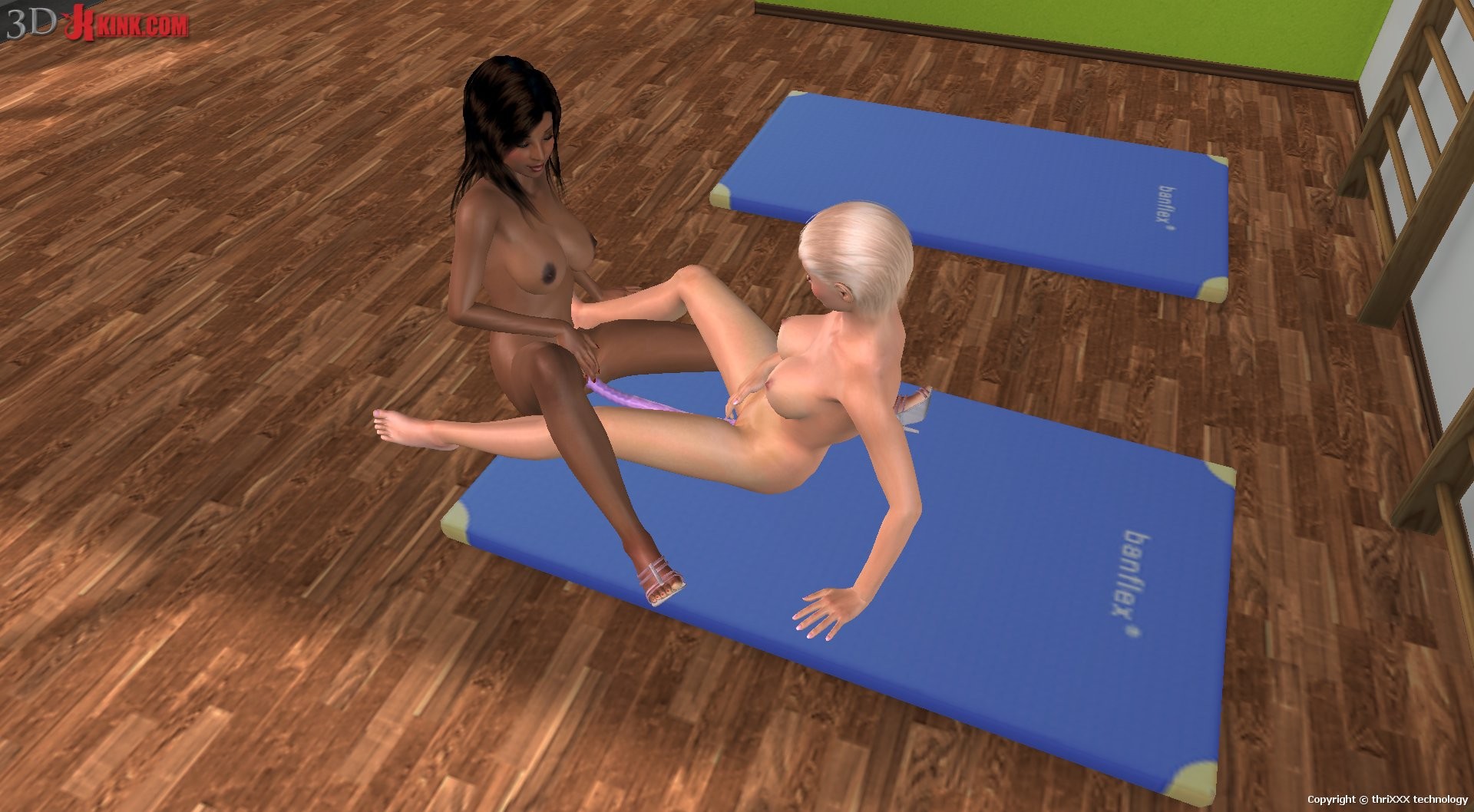 ¡Sexo lésbico interracial creado en un juego de sexo fetichista virtual en 3d!
 #69359168