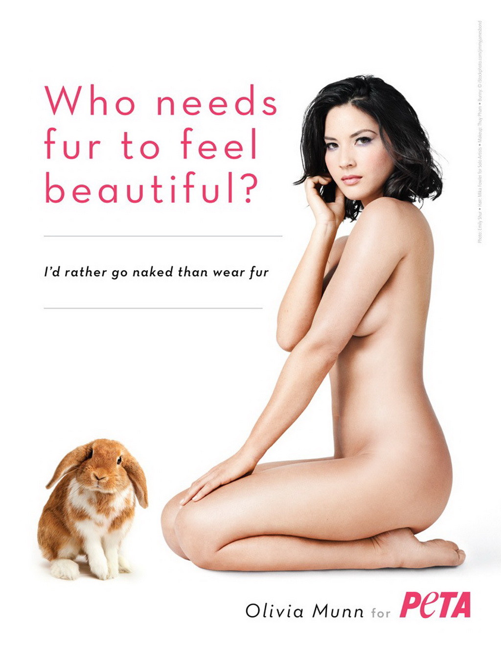 Olivia munn totalmente desnuda pero escondida para la nueva campaña publicitaria de peta
 #75276548