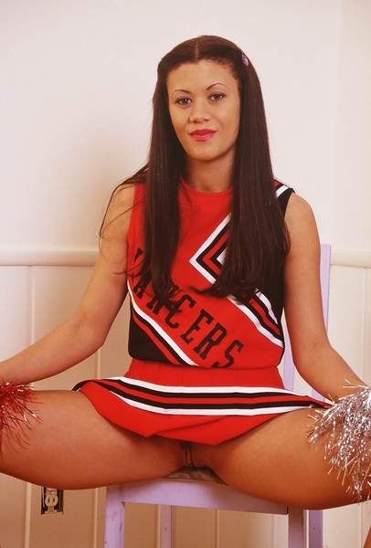Upskirt under red dress of teen cheerleader #75475850
