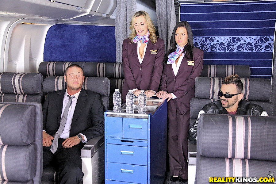 2 flight attendant babes fucked hard in these first class power fuck group sex p #75447655