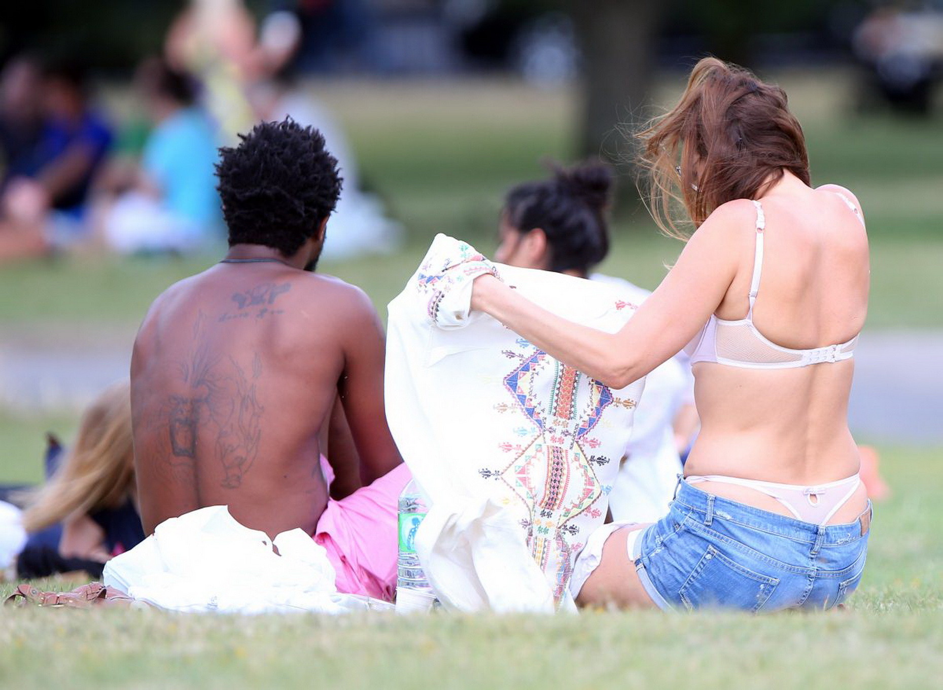 Lisa Snowdon caught while tanning in a thong lingerie at Finsbury Park in London #75188960