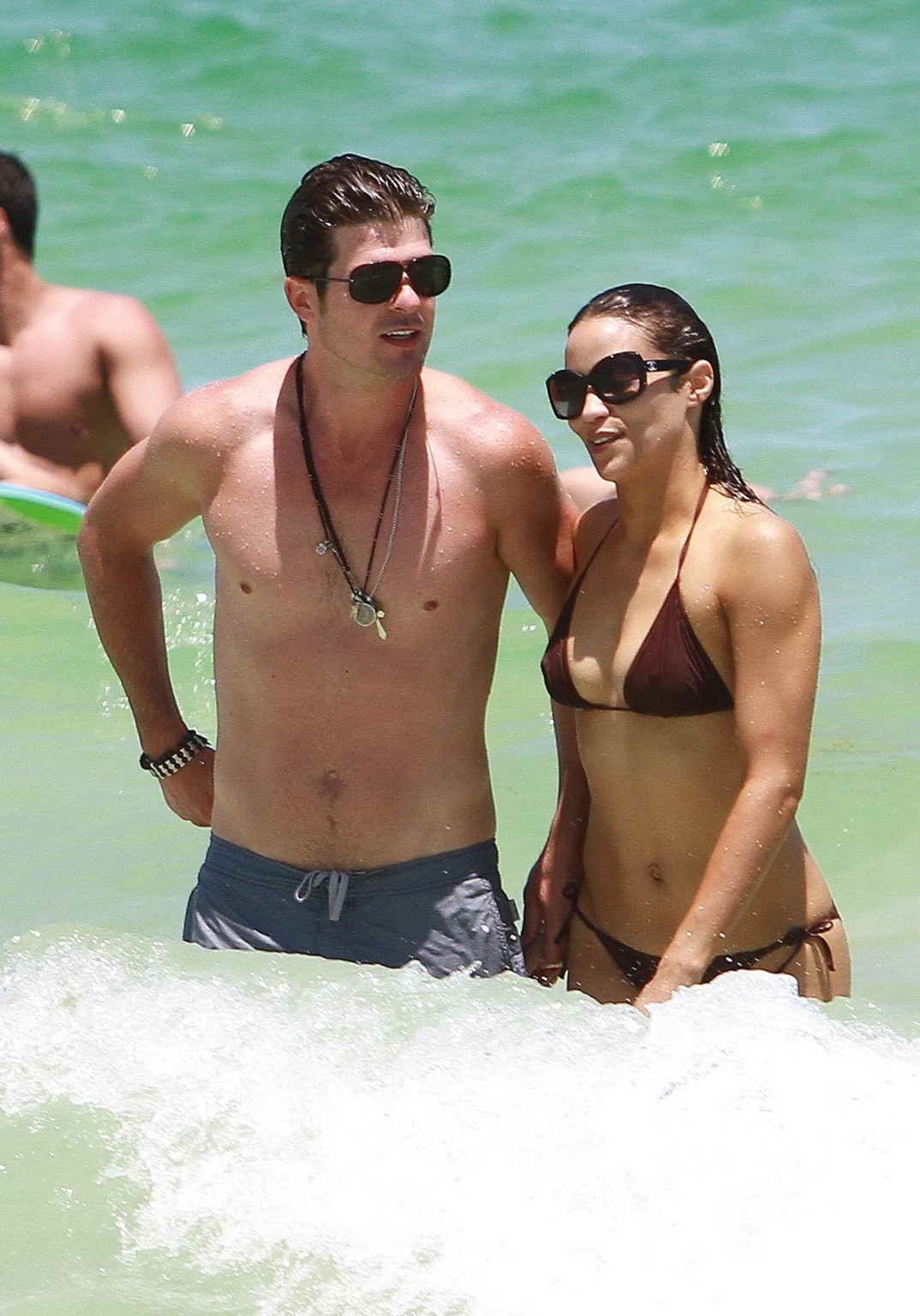 Paula Patton shows pokies wearing skimpy wet bikini on Miami Beach #75296523