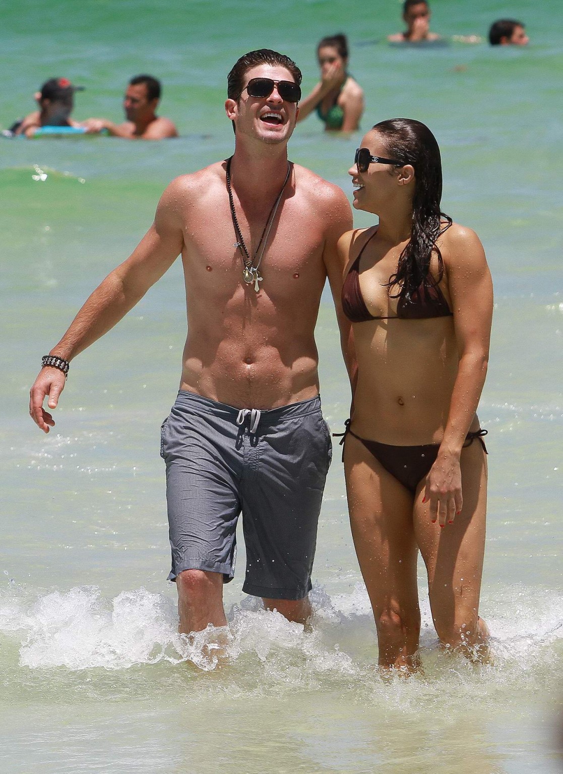 Paula Patton shows pokies wearing skimpy wet bikini on Miami Beach #75296565