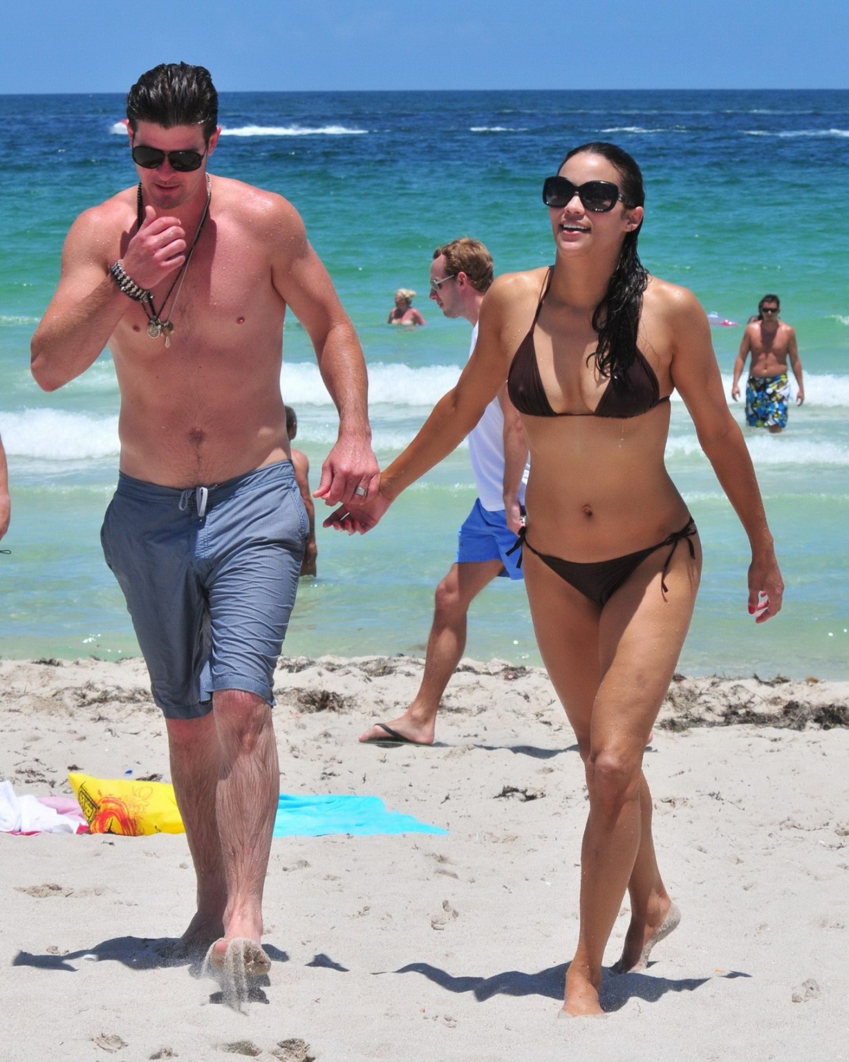 Paula Patton shows pokies wearing skimpy wet bikini on Miami Beach #75296603