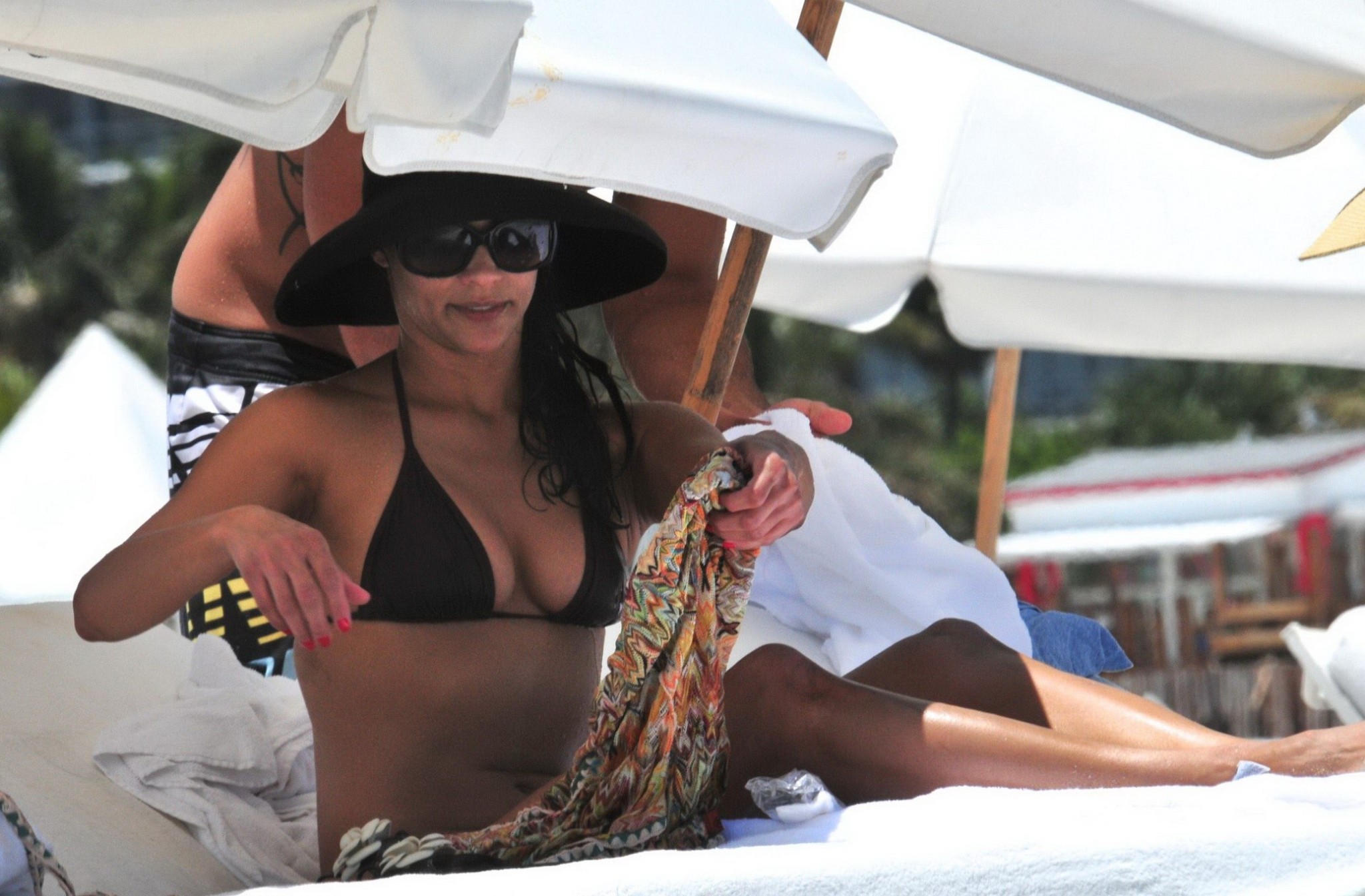 Paula Patton shows pokies wearing skimpy wet bikini on Miami Beach #75296632