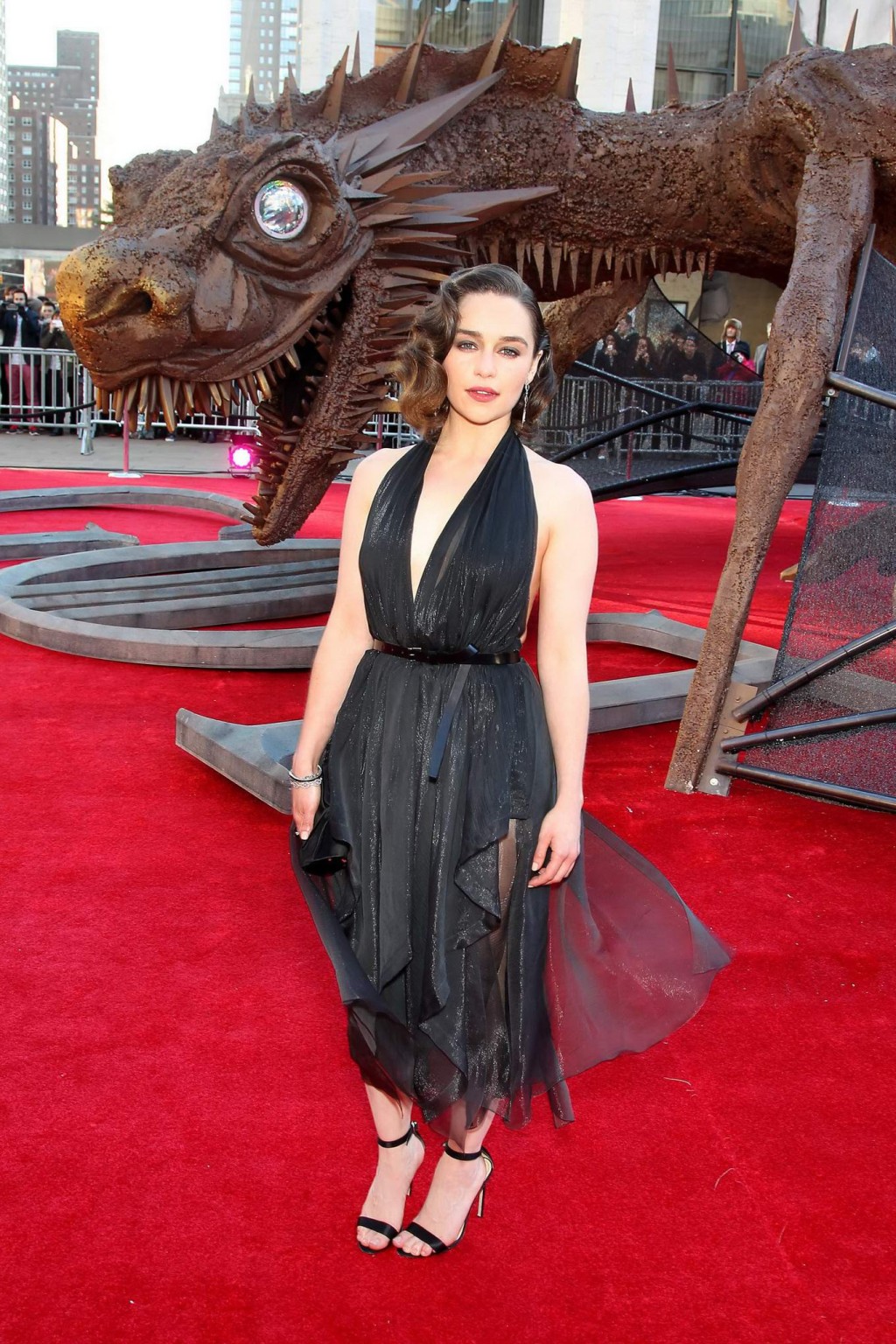 Emilia Clarke braless wearing black partially see-through dress at the Game of T #75201470