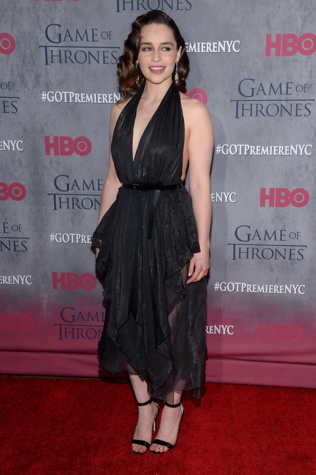 Emilia Clarke braless wearing black partially see-through dress at the Game of T #75201480