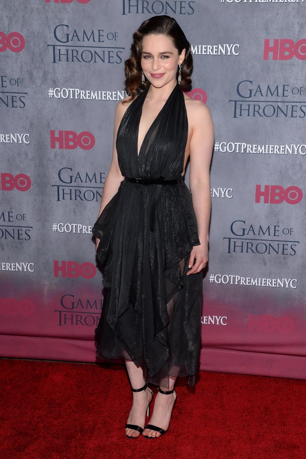 Emilia Clarke braless wearing black partially see-through dress at the Game of T #75201484