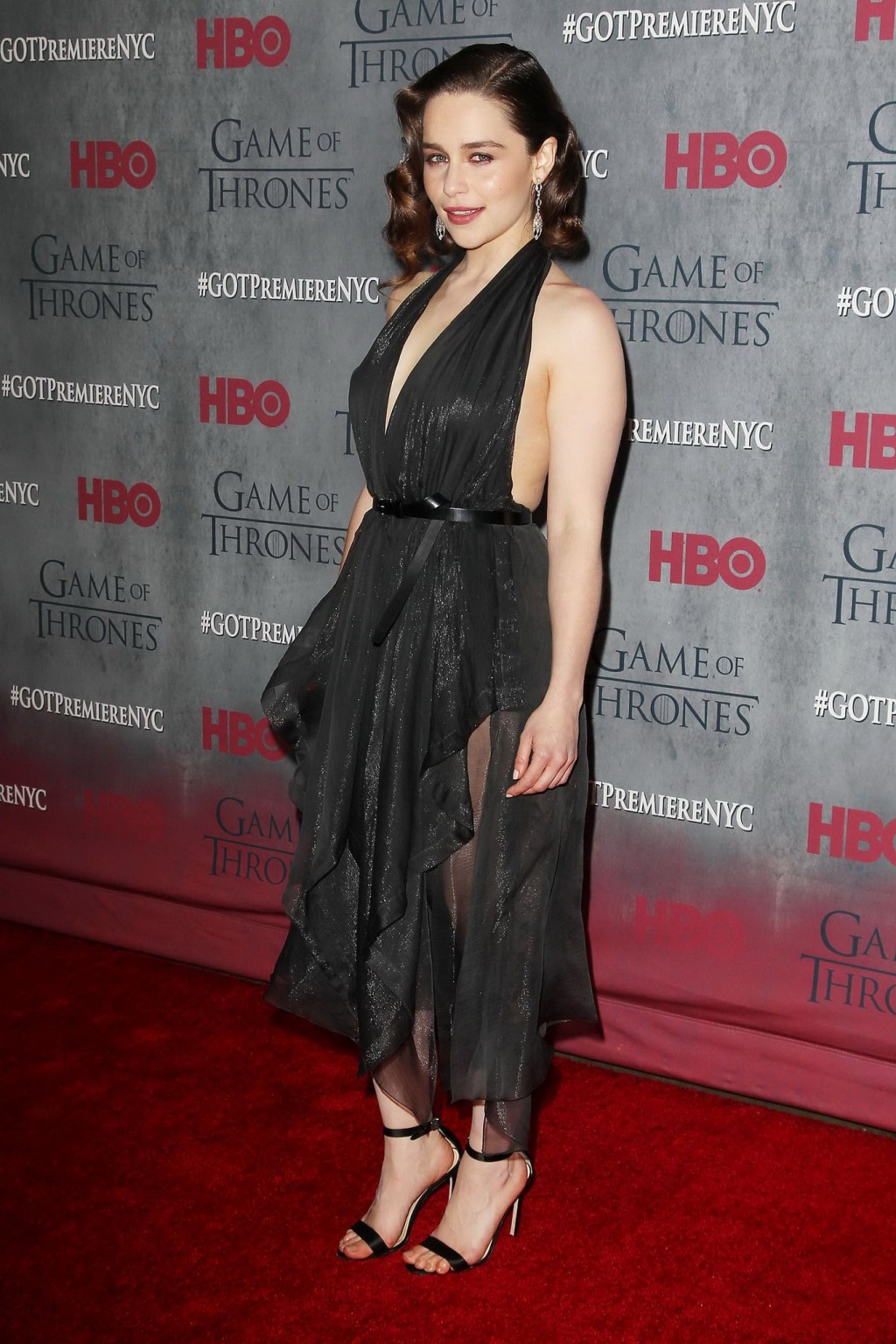 Emilia Clarke braless wearing black partially see-through dress at the Game of T #75201498