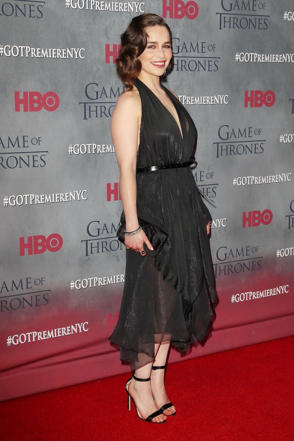 Emilia Clarke braless wearing black partially see-through dress at the Game of T #75201516